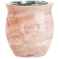 Jardinière Cuore 19cm En marbre Rose Portugal, intérieur acier