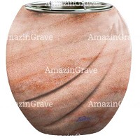 Flowers pot Soave 19cm - 7,5in In Pink Portugal marble, steel inner
