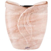 Vasca portafiori Gres 19cm In marmo Rosa Portogallo, interno in plastica