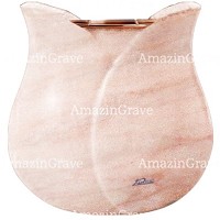 Vasca portafiori Tulipano 19cm In marmo Rosa Portogallo, interno in rame