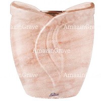 Jardinière Gres 19cm En marbre Rose Portugal, intérieur cuivre