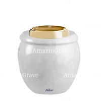 Base for grave lamp Amphòra 10cm - 4in In Sivec marble, with golden steel ferrule