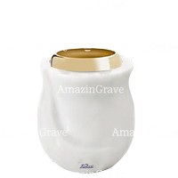 Base for grave lamp Gondola 10cm - 4in In Sivec marble, with golden steel ferrule