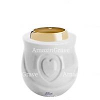 Base for grave lamp Cuore 10cm - 4in In Sivec marble, with golden steel ferrule