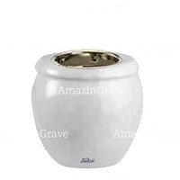 Base for grave lamp Amphòra 10cm - 4in In Sivec marble, with recessed nickel plated ferrule