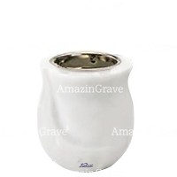 Base for grave lamp Gondola 10cm - 4in In Sivec marble, with recessed nickel plated ferrule