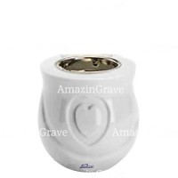 Base for grave lamp Cuore 10cm - 4in In Sivec marble, with recessed nickel plated ferrule