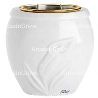 Flowers pot Calla 19cm - 7,5in In Sivec marble, golden steel inner