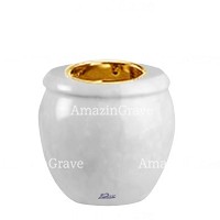 Base for grave lamp Amphòra 10cm - 4in In Sivec marble, with recessed golden ferrule