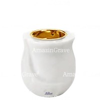 Base for grave lamp Gondola 10cm - 4in In Sivec marble, with recessed golden ferrule