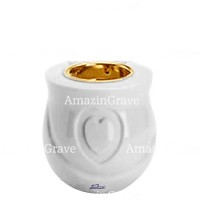 Base for grave lamp Cuore 10cm - 4in In Sivec marble, with recessed golden ferrule