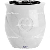 Flowers pot Cuore 19cm - 7,5in In Sivec marble, plastic inner