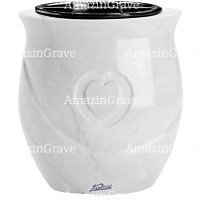 Macetero para flores Cuore 19cm En marmol Sivec, interior en plástico