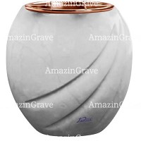 Macetero para flores Soave 19cm En marmol Sivec, interior en cobre