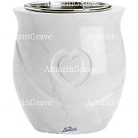 Flowers pot Cuore 19cm - 7,5in In Sivec marble, steel inner