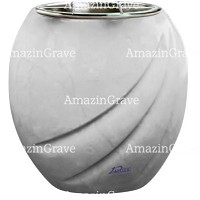 Flowers pot Soave 19cm - 7,5in In Sivec marble, steel inner