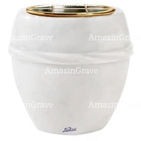 Flowers pot Chordè 19cm - 7,5in In Sivec marble, golden steel inner
