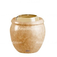 Basis von grablampe Amphòra 10cm Travertino Marmor, mit goldfarben stahl ring