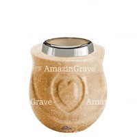 Basis von grablampe Cuore 10cm Travertino Marmor, mit stahl ring