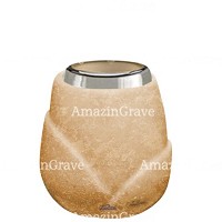 Base for grave lamp Liberti 10cm - 4in In Travertino marble, with steel ferrule