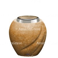 Base de lámpara votiva Soave 10cm En marmol Travertino, con casquillo de acero