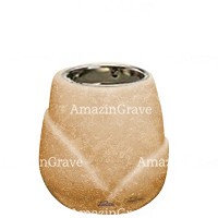 Base for grave lamp Liberti 10cm - 4in In Travertino marble, with recessed nickel plated ferrule