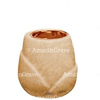 Base for grave lamp Liberti 10cm - 4in In Travertino marble, with recessed copper ferrule