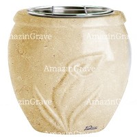 Macetero para flores Calla 19cm En marmol de Trani, interior acero