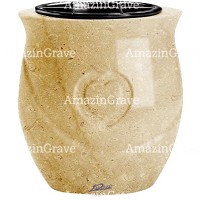 Flowers pot Cuore 19cm - 7,5in In Trani marble, plastic inner