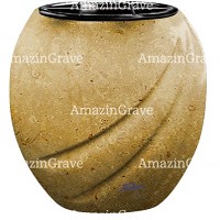 Jardinière Soave 19cm En marbre Trani, intérieur en plastique