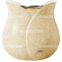 Macetero para flores Tulipano 19cm En marmol de Trani, interior acero