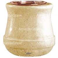 Flowers pot Calyx 19cm - 7,5in In Trani marble, copper inner