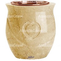 Flowers pot Cuore 19cm - 7,5in In Trani marble, copper inner