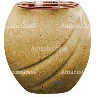 Flowers pot Soave 19cm - 7,5in In Trani marble, copper inner