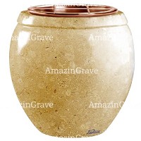 Jardinière Amphòra 19cm En marbre Trani, intérieur cuivre