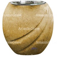 Macetero para flores Soave 19cm En marmol de Trani, interior acero