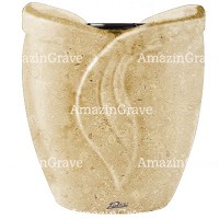 Flowers pot Gres 19cm - 7,5in In Trani marble, plastic inner