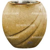 Flowers pot Soave 19cm - 7,5in In Trani marble, golden steel inner