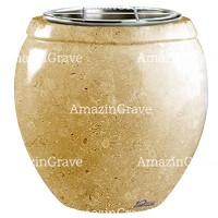 Jardinière Amphòra 19cm En marbre Trani, intérieur acier