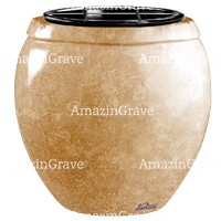 Jardinière Amphòra 19cm En marbre Travertino, intérieur en plastique