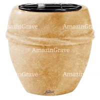 Flowers pot Chordè 19cm - 7,5in In Travertino marble, plastic inner