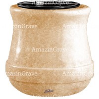 Flowers pot Calyx 19cm - 7,5in In Travertino marble, plastic inner