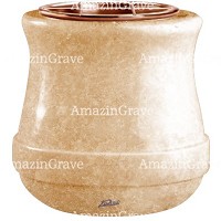 Macetero para flores Calyx 19cm En marmol Travertino, interior en cobre