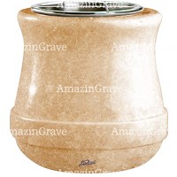 Macetero para flores Calyx 19cm En marmol Travertino, interior acero