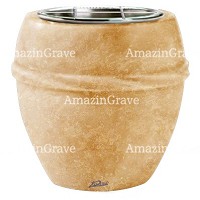 Macetero para flores Chordè 19cm En marmol Travertino, interior acero