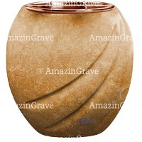 Flowers pot Soave 19cm - 7,5in In Travertino marble, copper inner