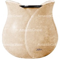 Vasca portafiori Tulipano 19cm In marmo Travertino, interno in plastica