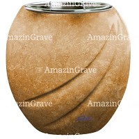 Jardinière Soave 19cm En marbre Travertino, intérieur acier