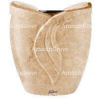 Jardinière Gres 19cm En marbre Travertino, intérieur en plastique