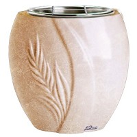 Jardinière Spiga 19cm En marbre Travertino, intérieur acier